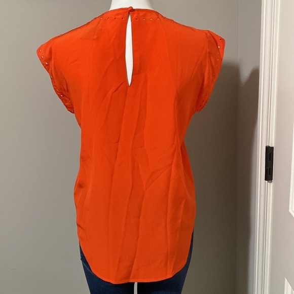 Veronica Beard Womens Silk Crepe Eyelet Sleeveless Top Shirt Red Size 4 - Picture 6 of 10